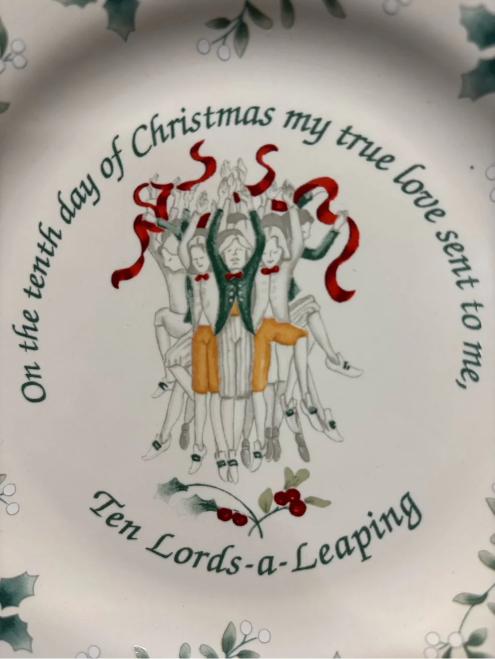 Pfaltzgraff Christmas Ten Lords-a-Leaping 8” plate. 12 Days of Christmas series
